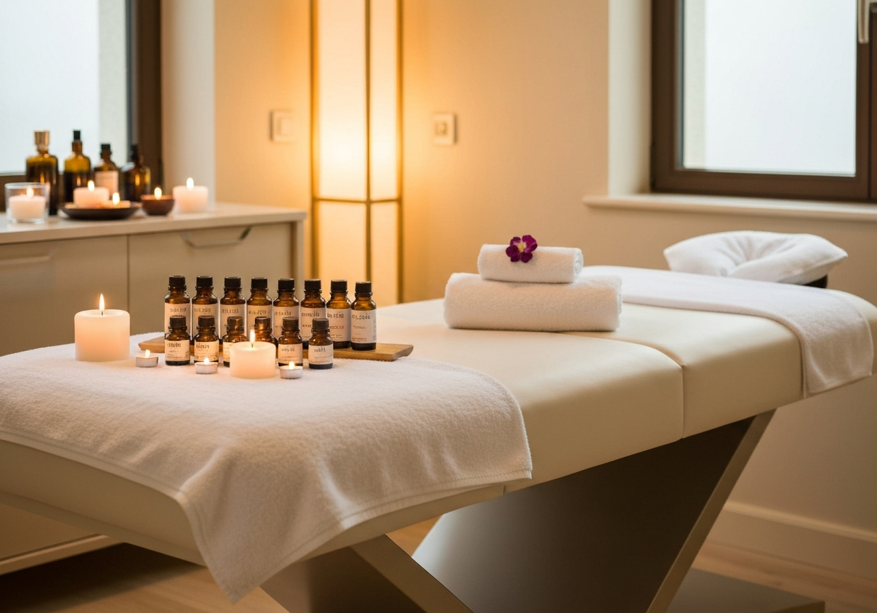 Prepared home spa treatment setup